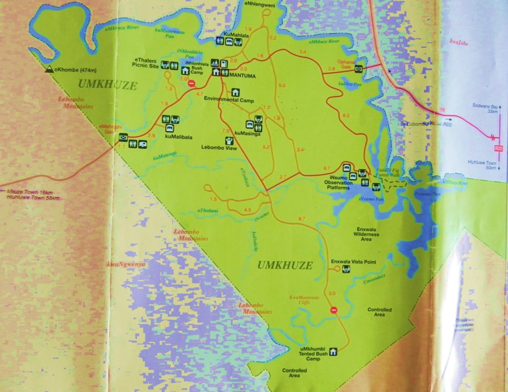 uMkhuze Game Reserve Map